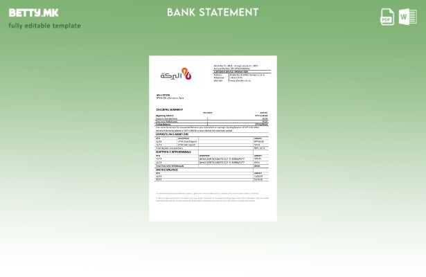 Модерен стил, Шаблон за зборови од банкарски извод од Сирија Ал Барака